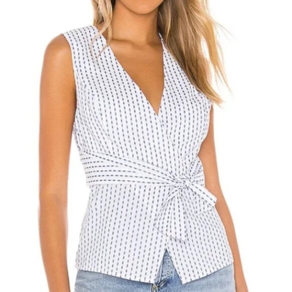 BCBGMaxAzria Ikat Striped Faux Wrap Top S NWT - Picture 15 of 16